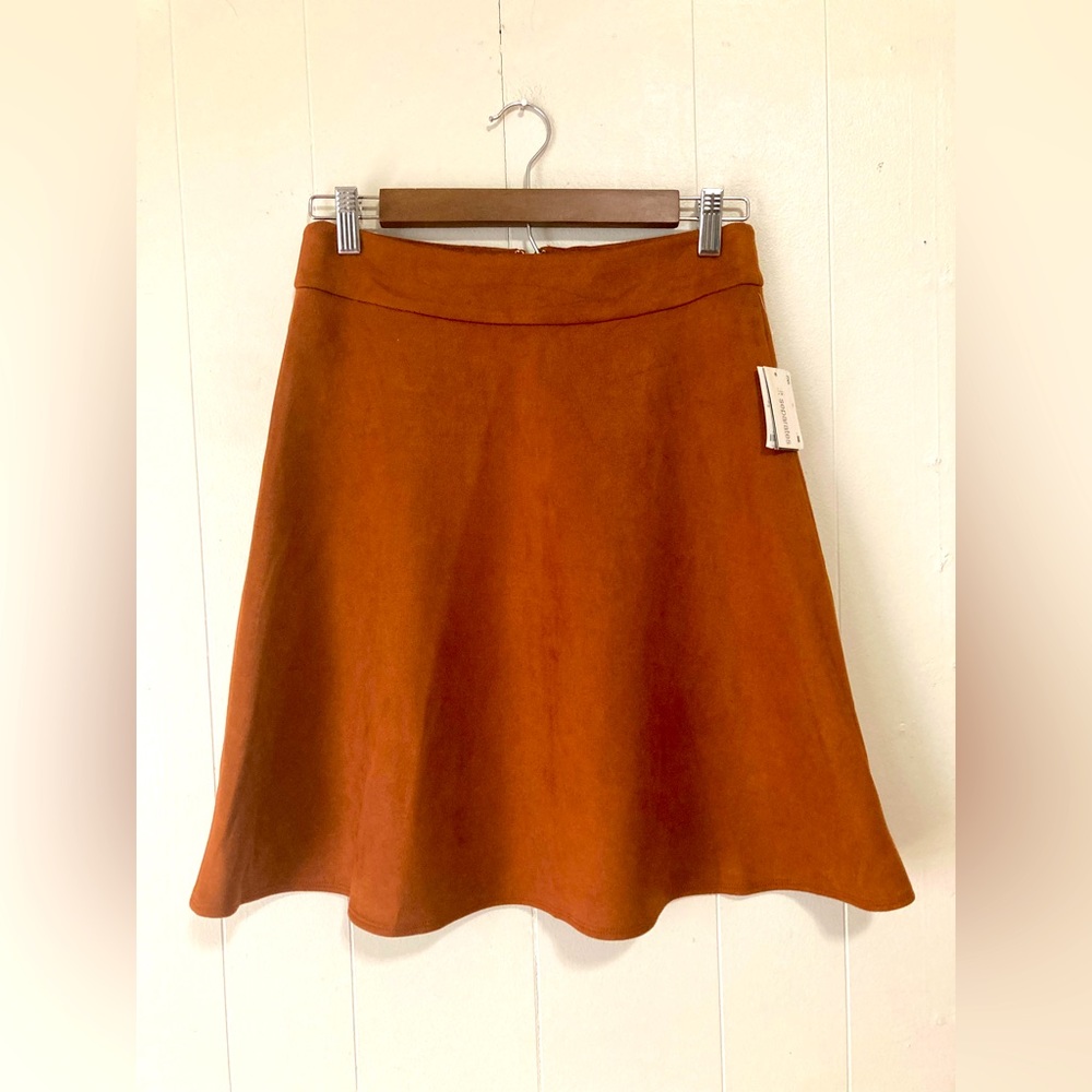 Bar lll Suade Dark Clay A Line High Rise Mini Skirt Size 0 - Picture 4 of 13